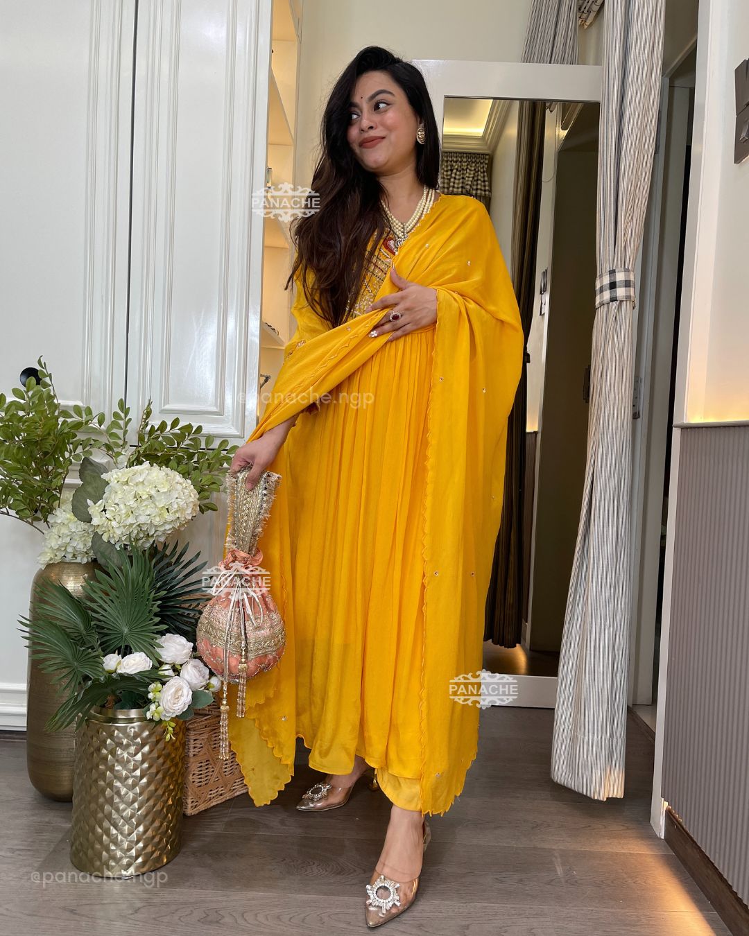 Turmeric yellow kurta pant set