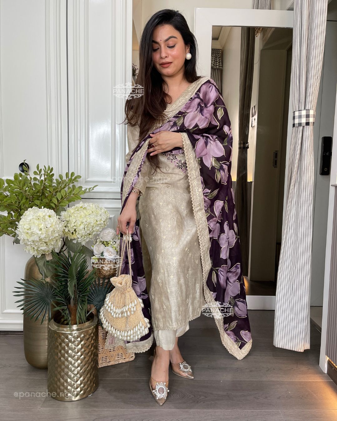 Semi formal floral purple set