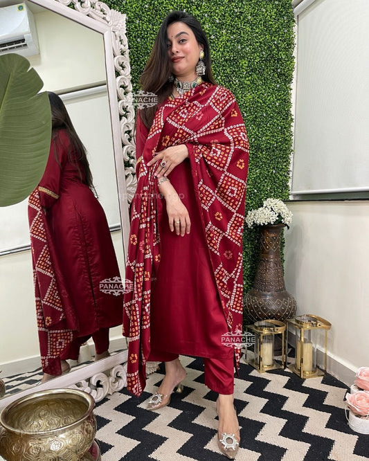 Mirror bandhani gajji set