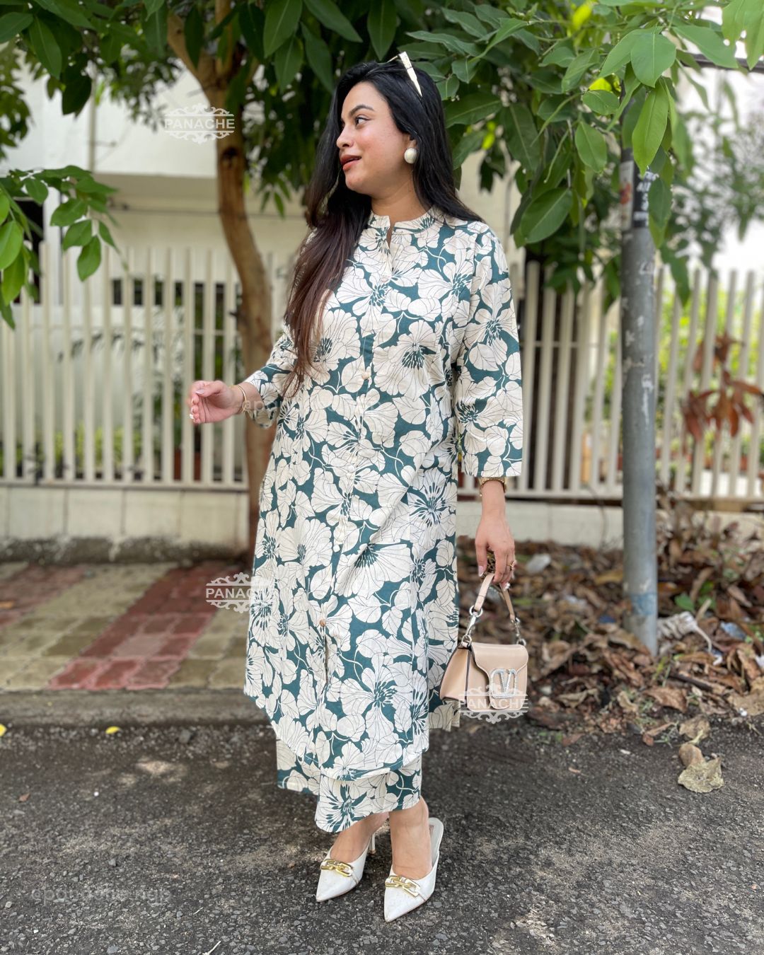 Print on print floral coord set