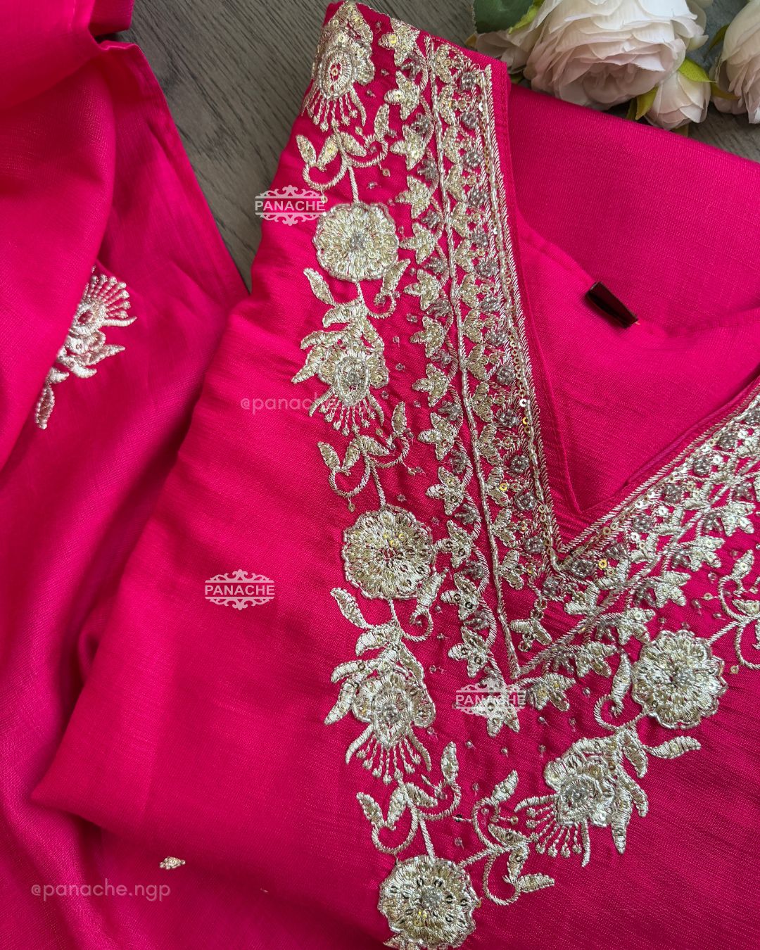 Meher fuschia suit set