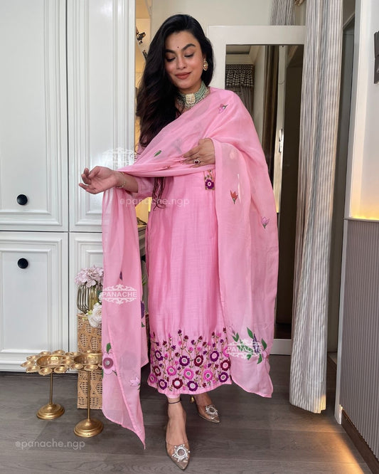 Kashmiri Dabka handpainted and real mirror set