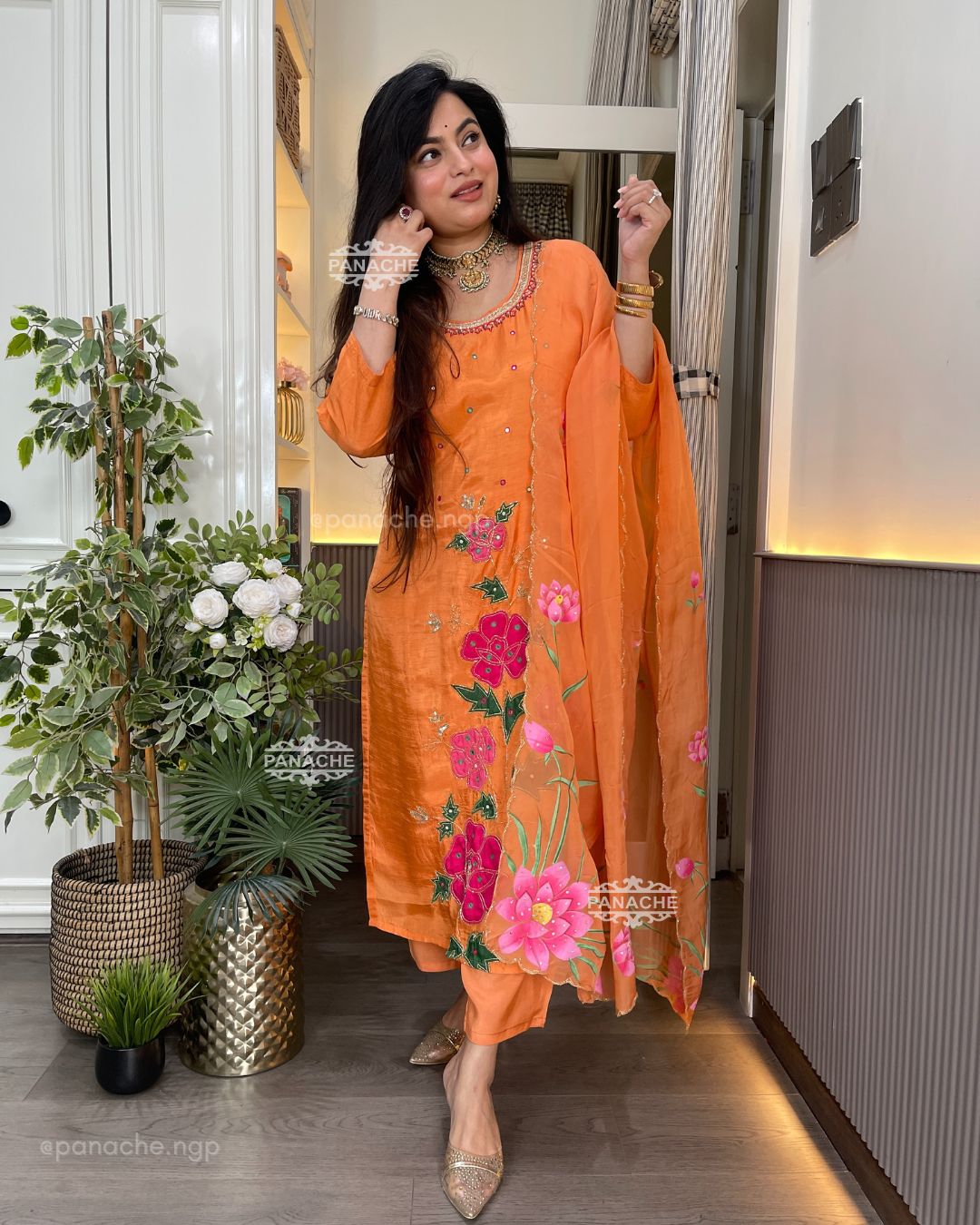 Peach handpainted set