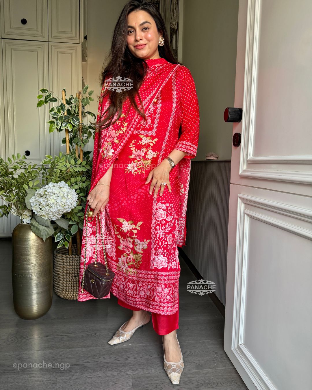 Floral red suit set
