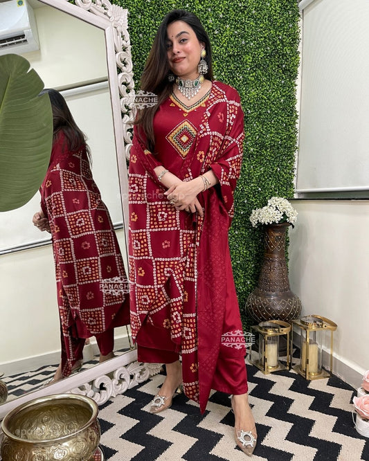 Mirror bandhani gajji set