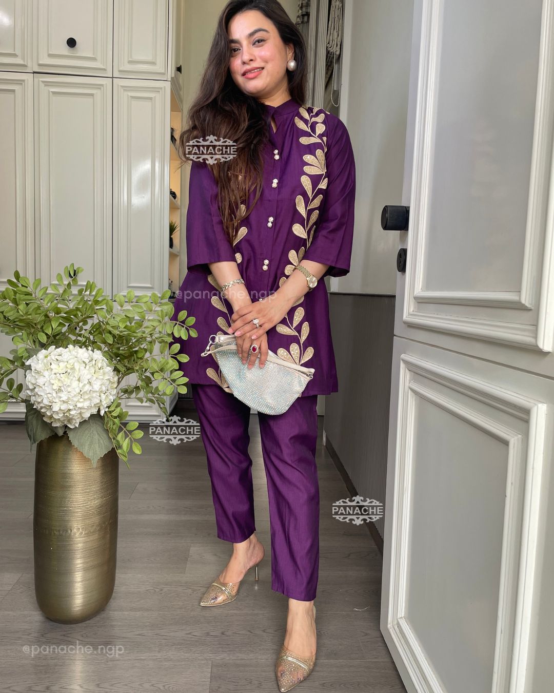 Embroidered purple coord