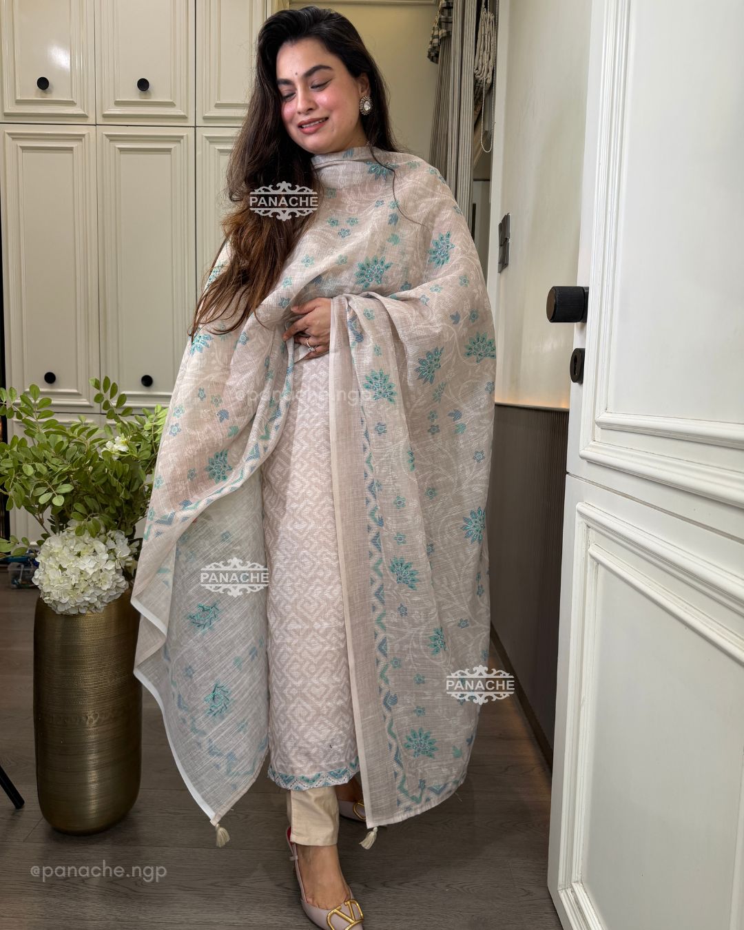 Ivory and sky suit set