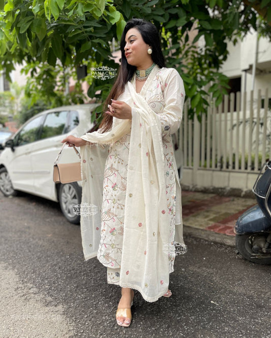 Off white embroidered set