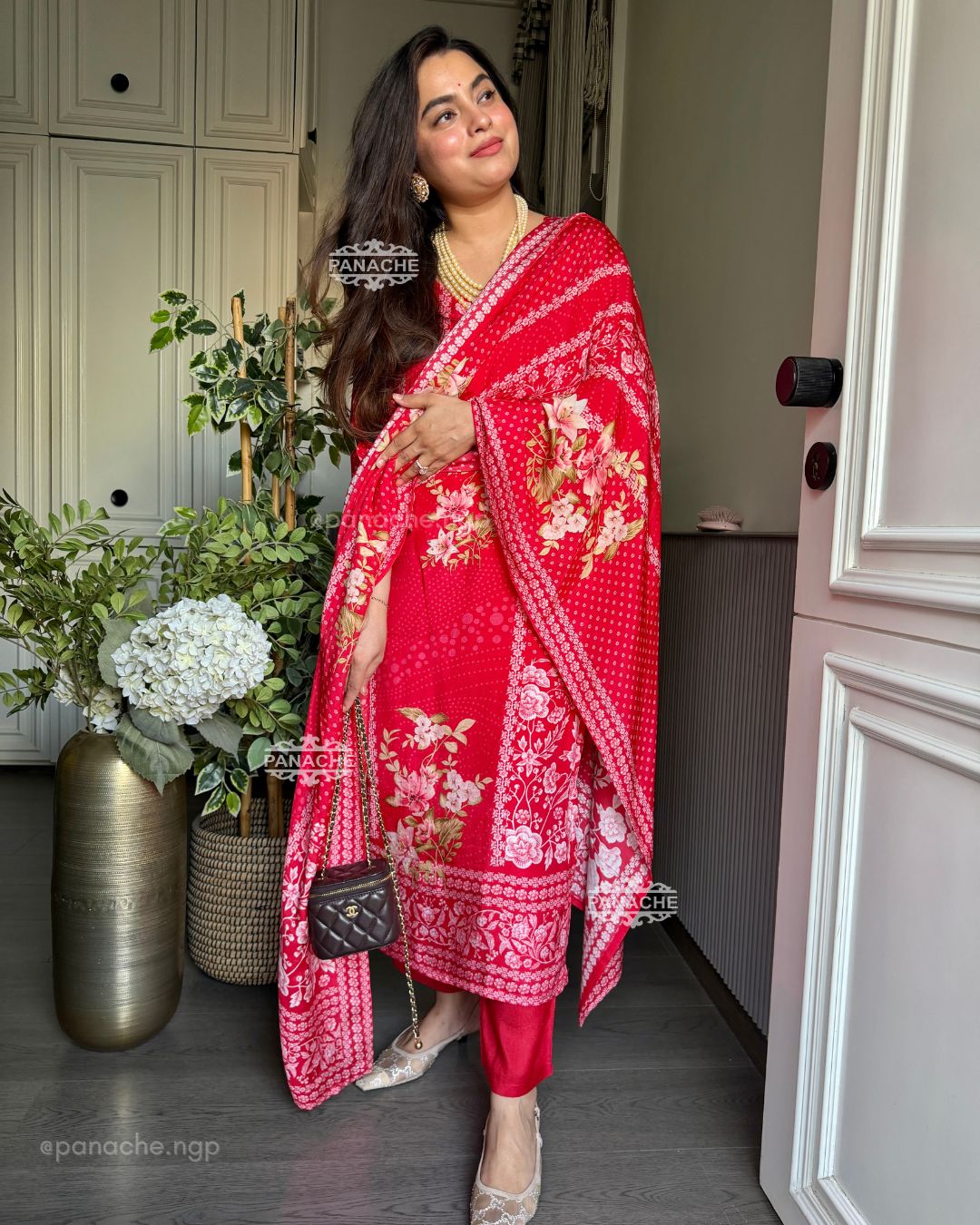 Floral red suit set