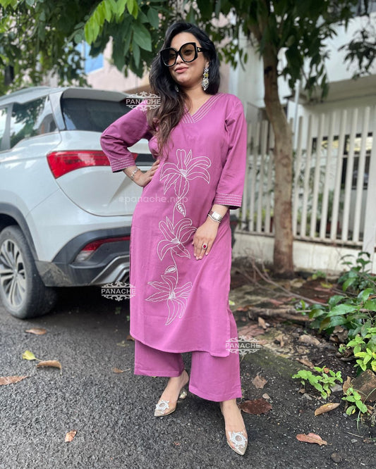 Lilac embroidered coord