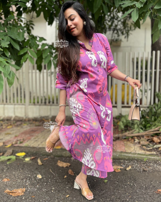 Ikkat purple set