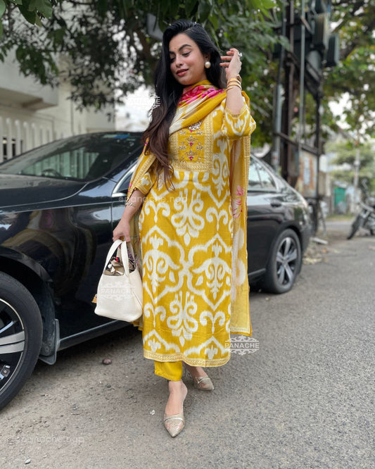 Ikkat floral suit set