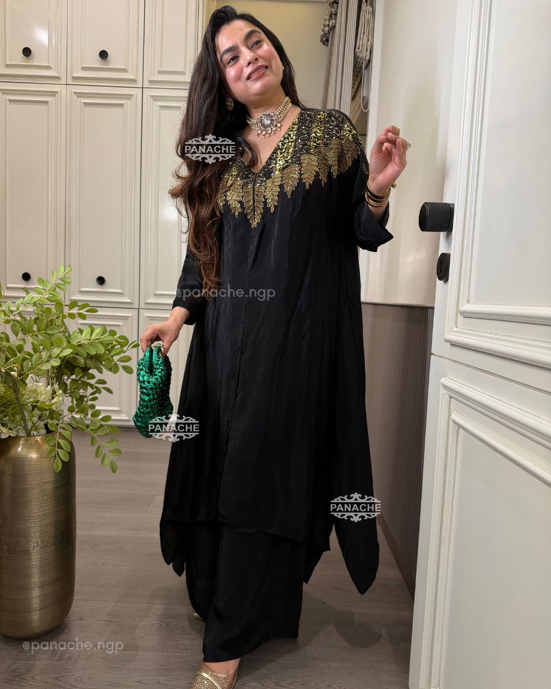 Ziya noir kaftan set