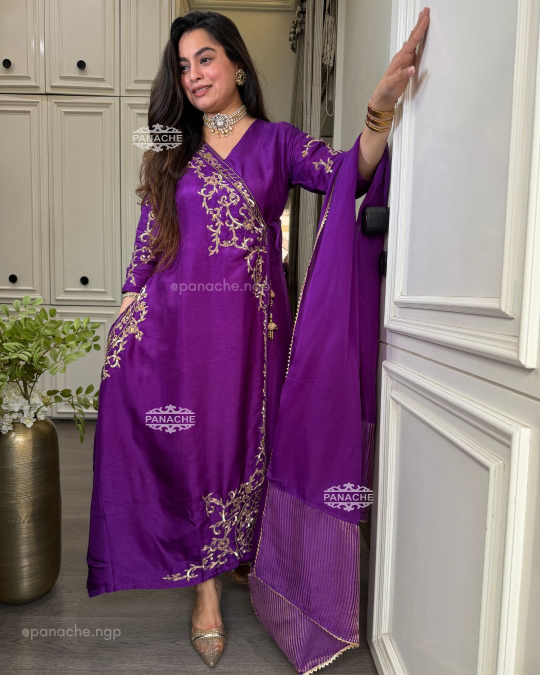 Winter pruple angrakha suit set