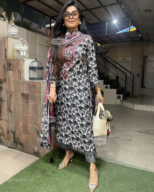 Funda muslin set with mirror work