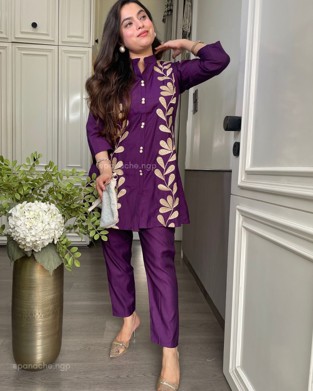 Embroidered purple coord