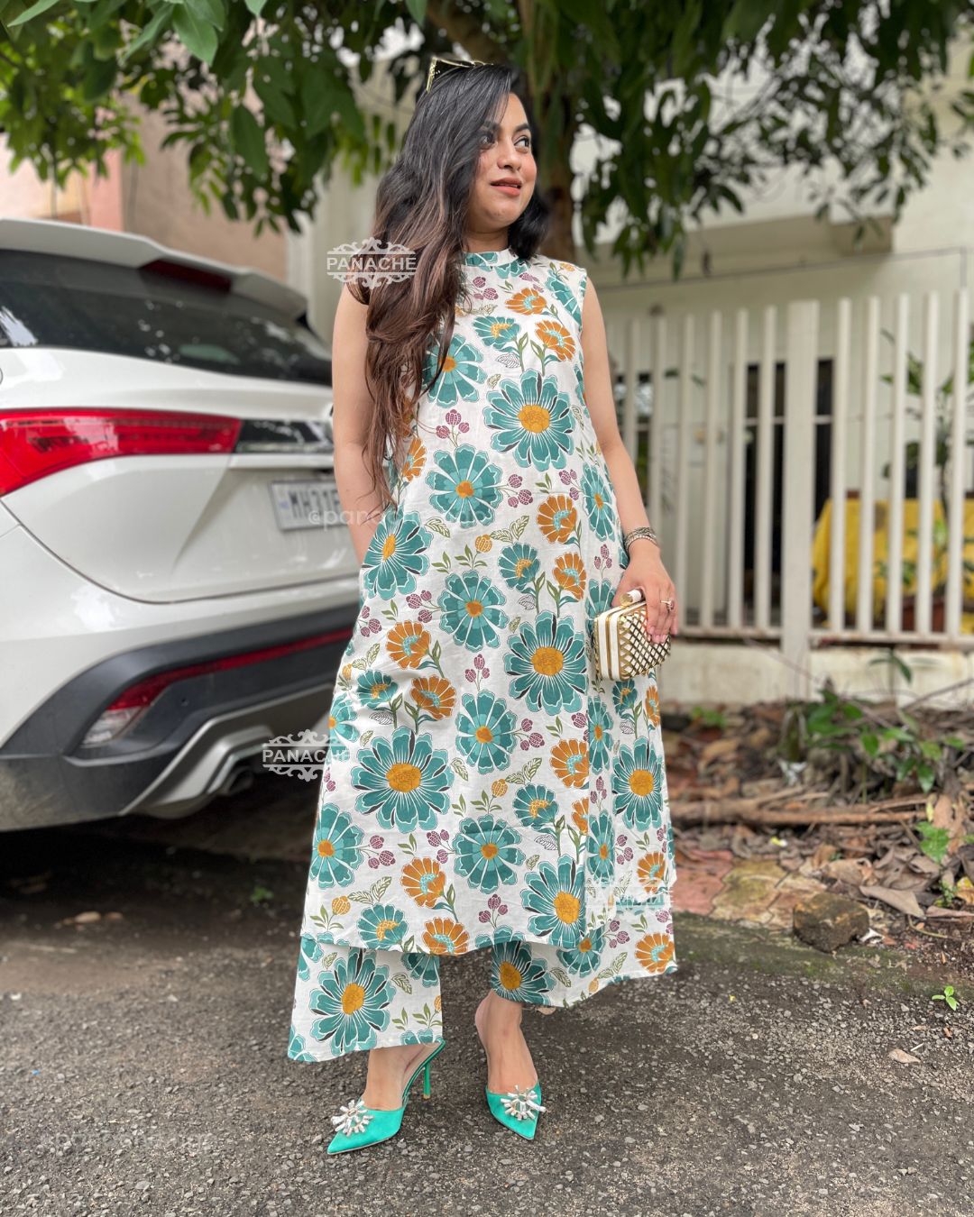 Print on print sleeveless cotton budget set