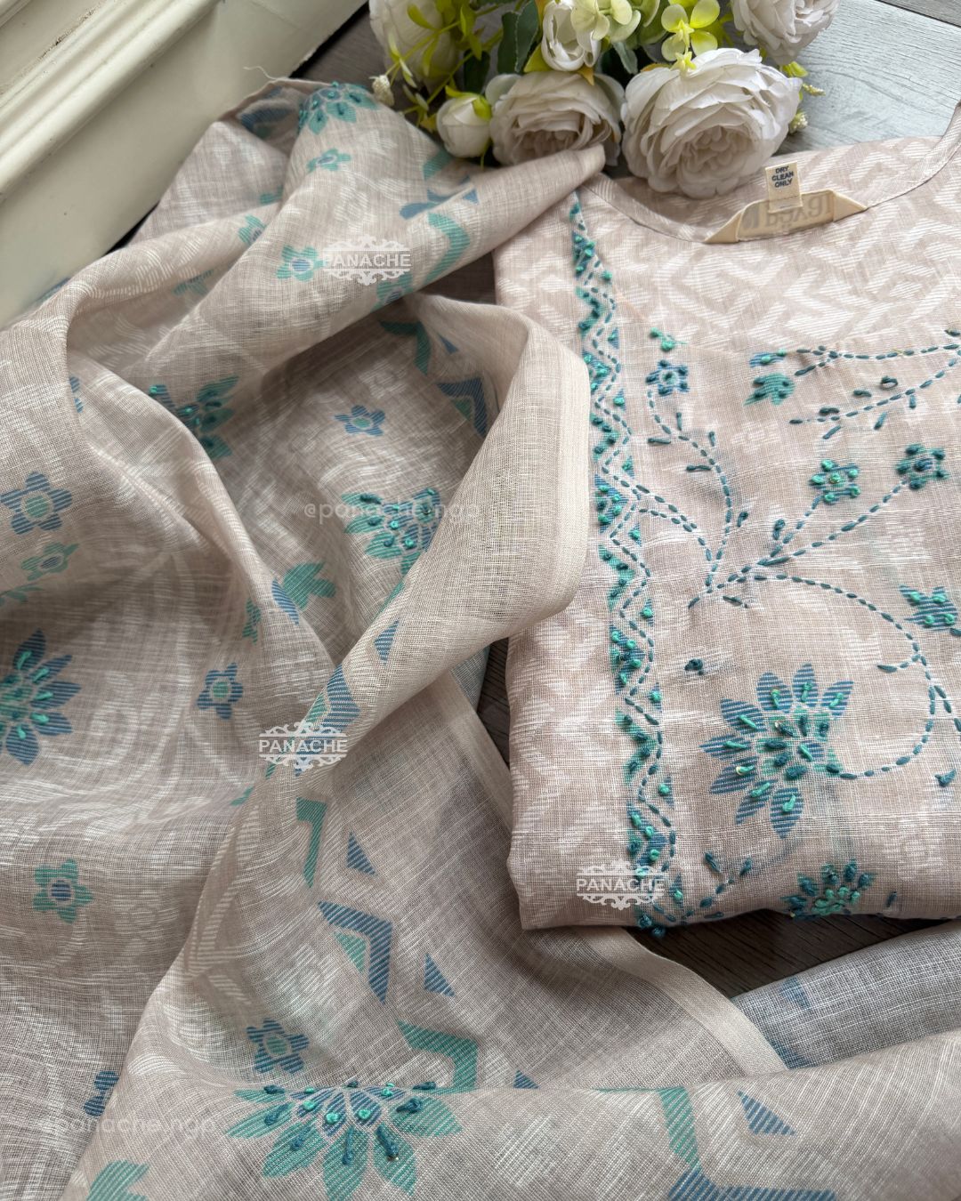 Ivory and sky suit set