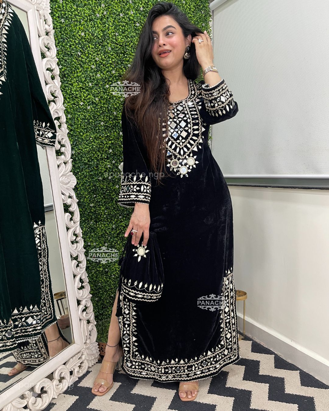 Mirror and Gota velvets