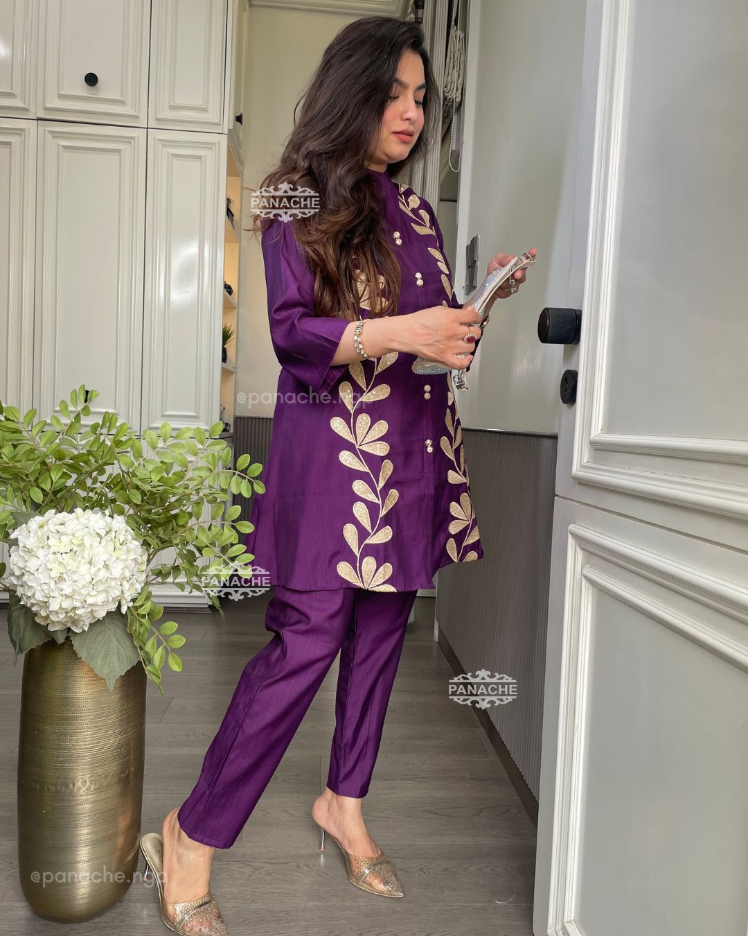 Embroidered purple coord
