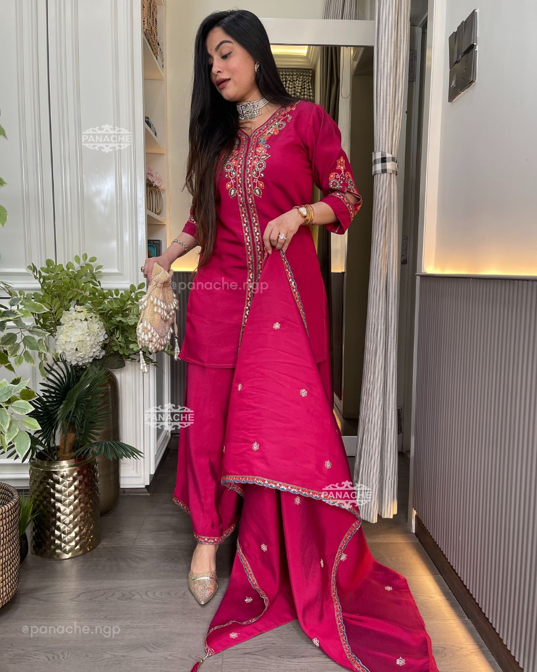 Embroidered gharara set