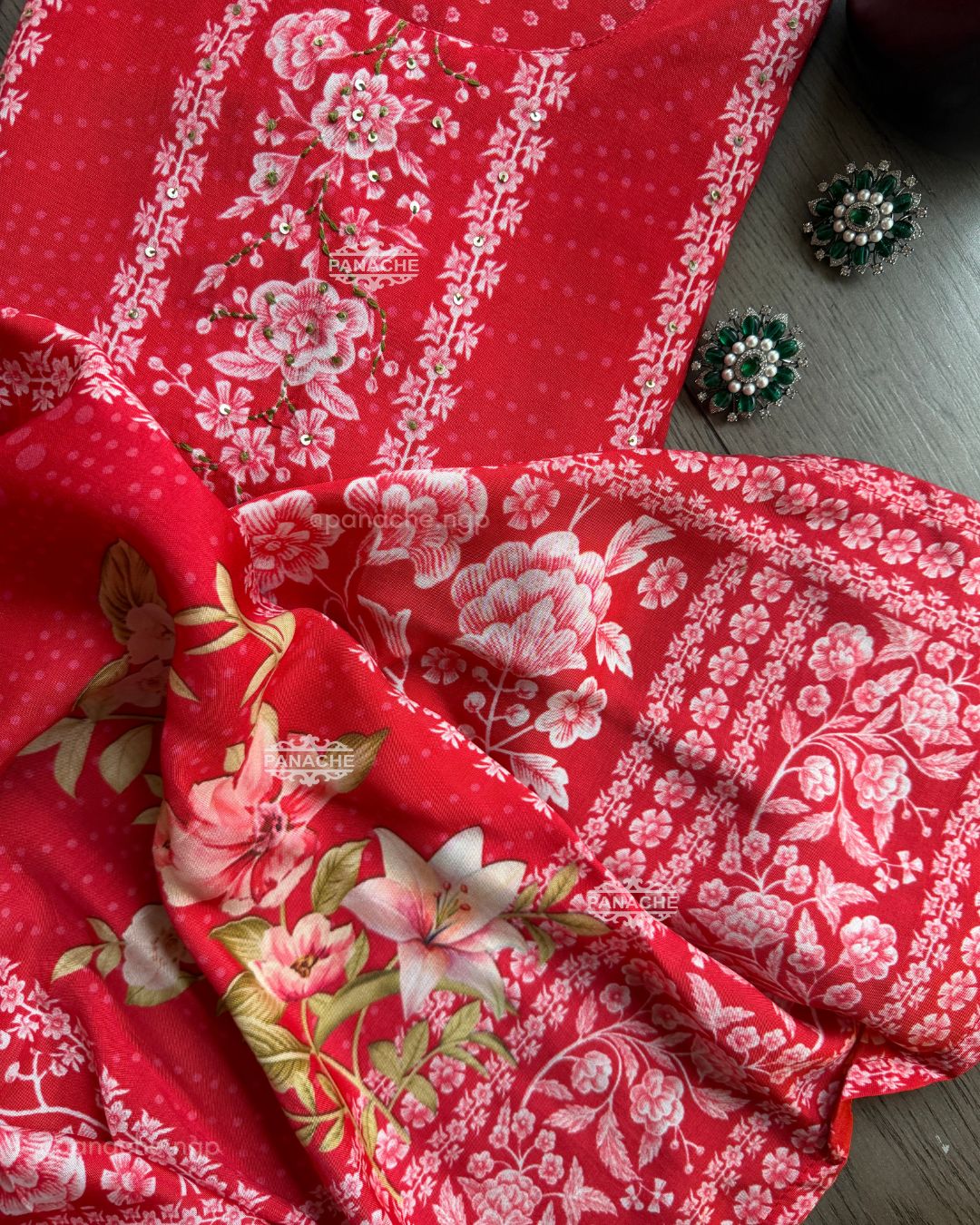 Floral red suit set