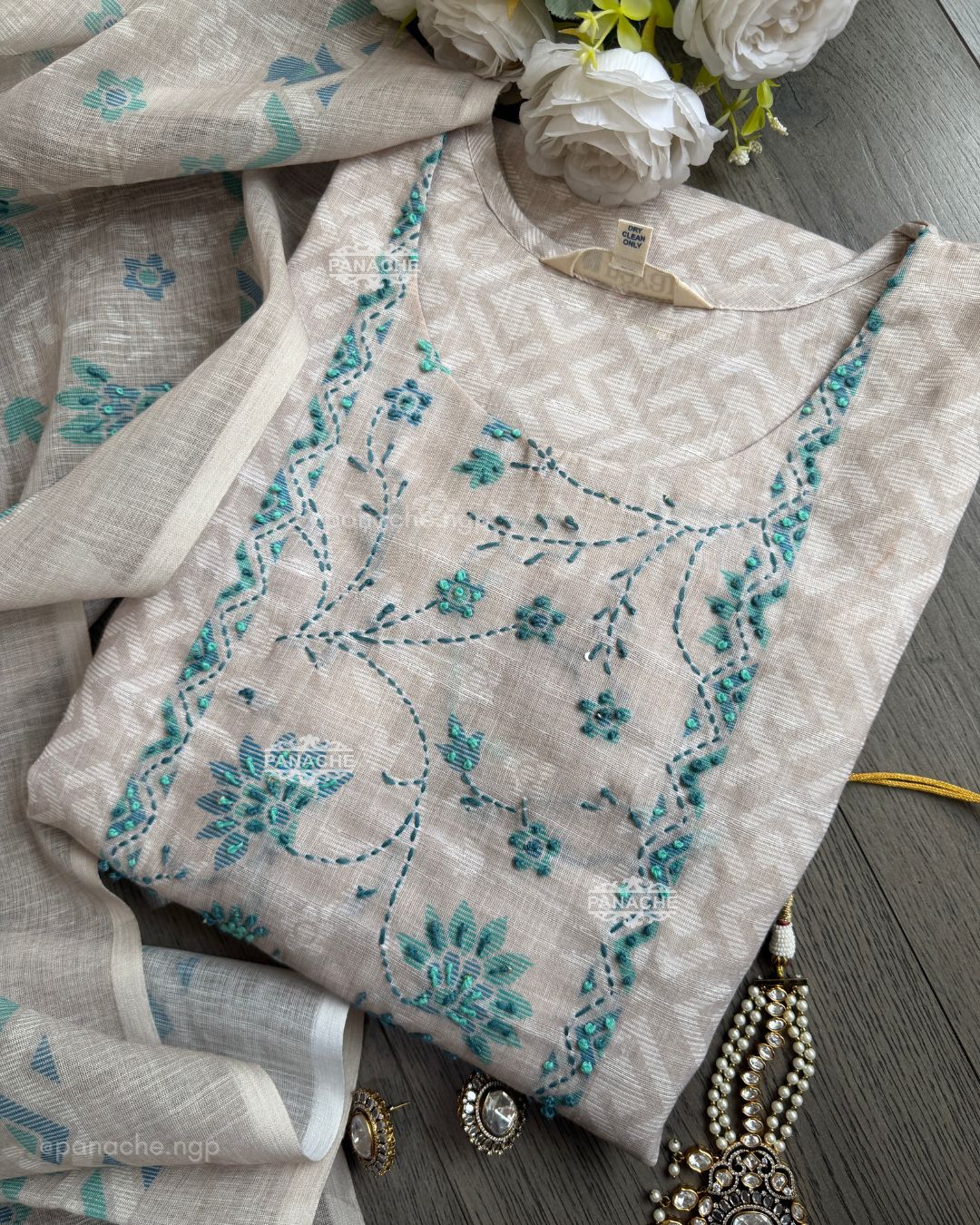 Ivory and sky suit set