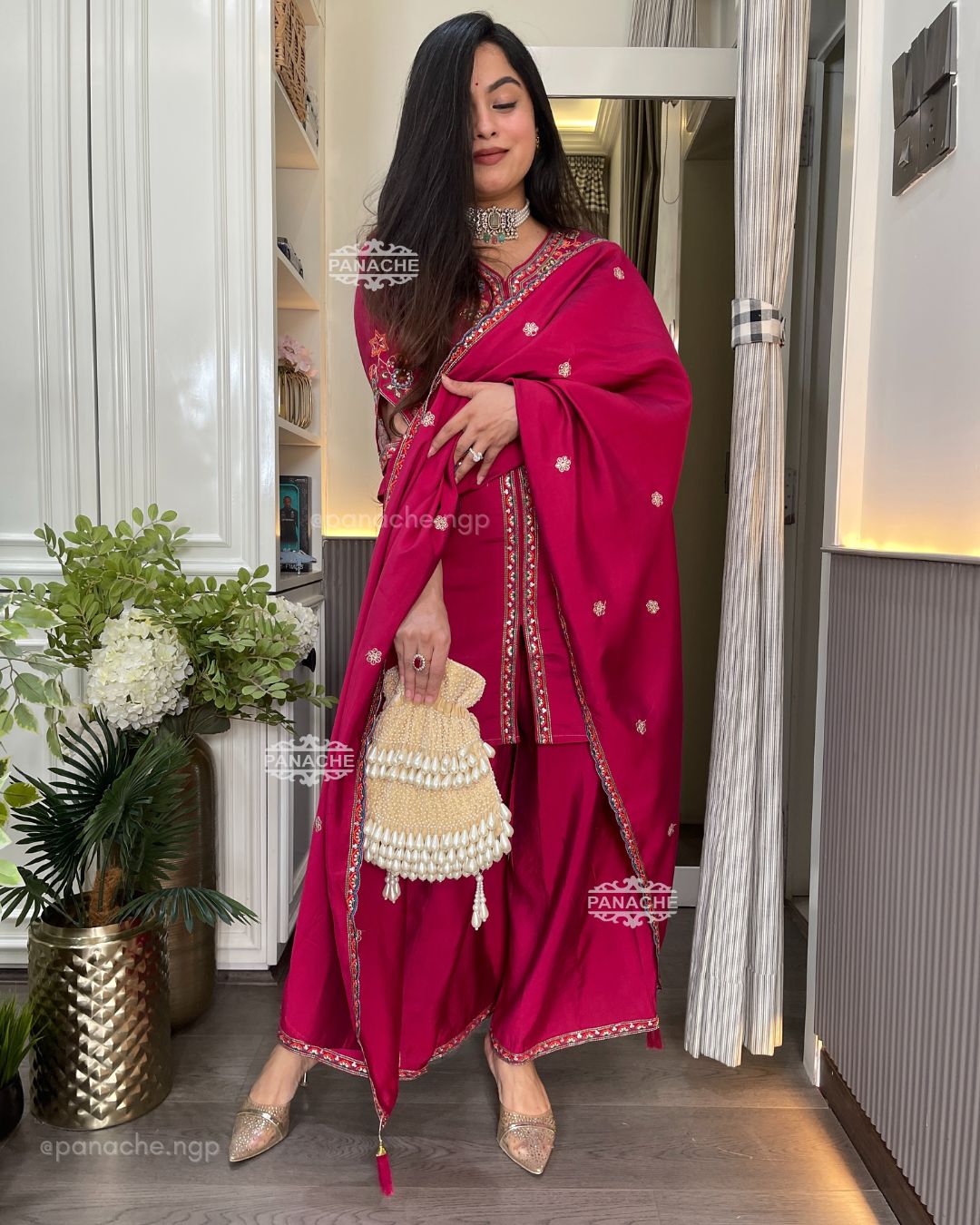 Embroidered gharara set