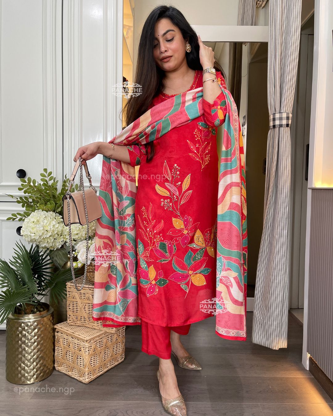 Print on print orange blossom set