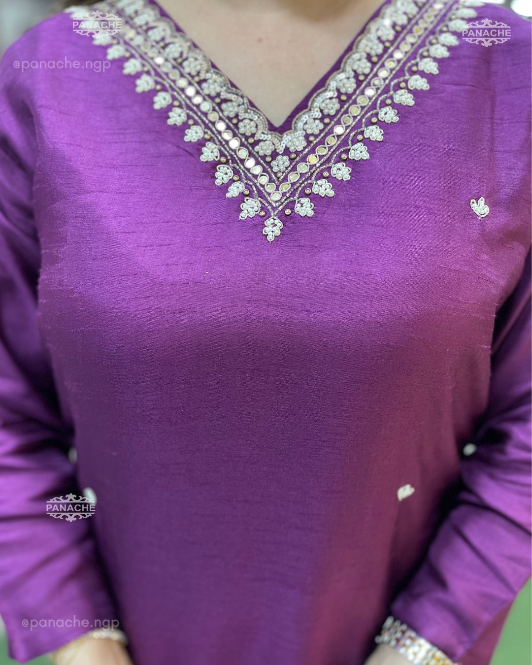 Fresh Deep purple silk set