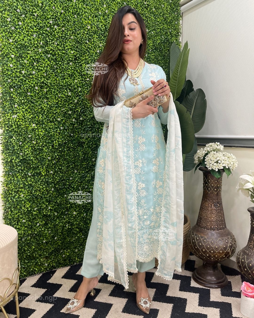 Ice blue dabka set