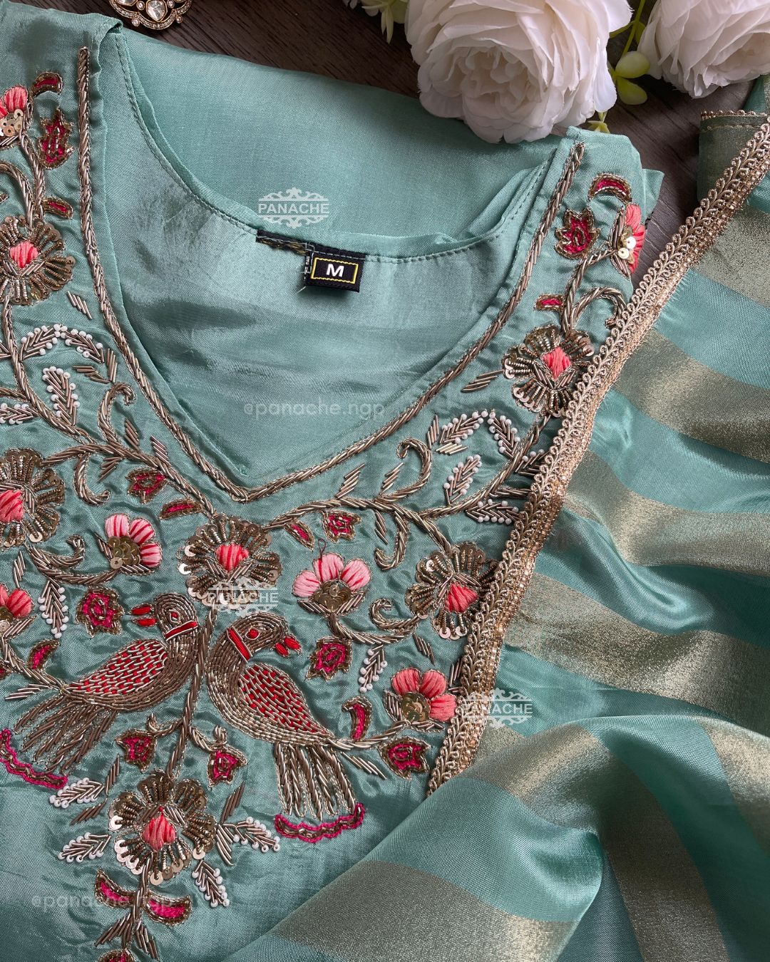 Mint Meher Anarkali set