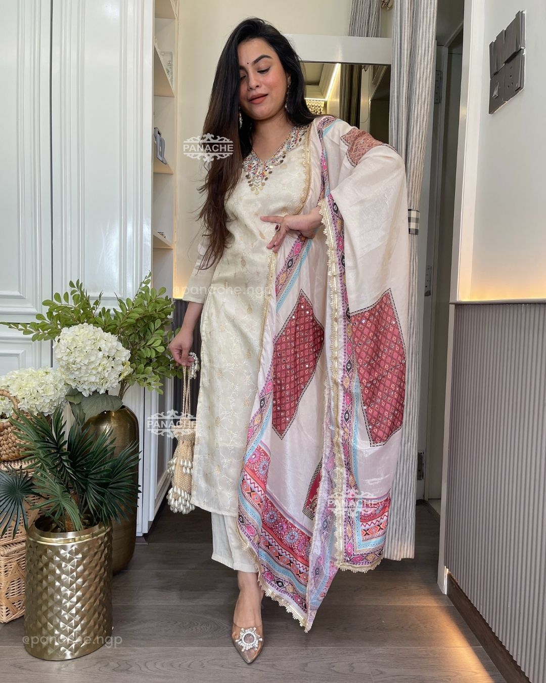 Budget digital Banarasi tissue orgenza set