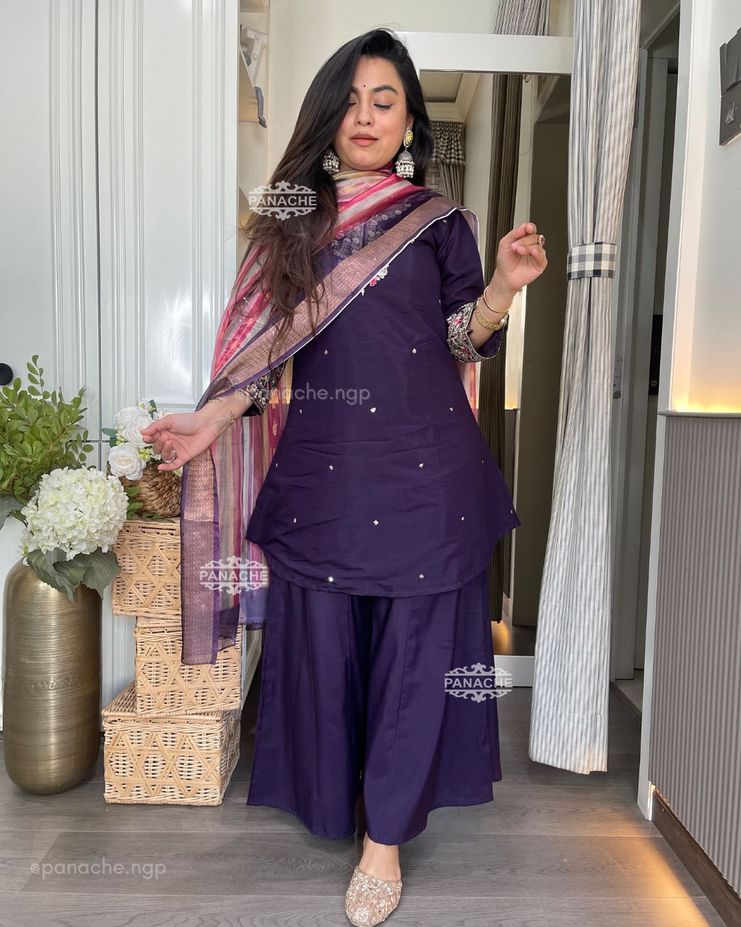 Embroidered kurta gharara set