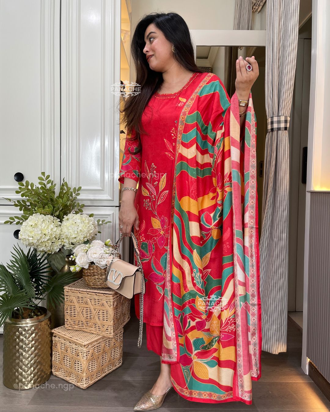 Print on print orange blossom set