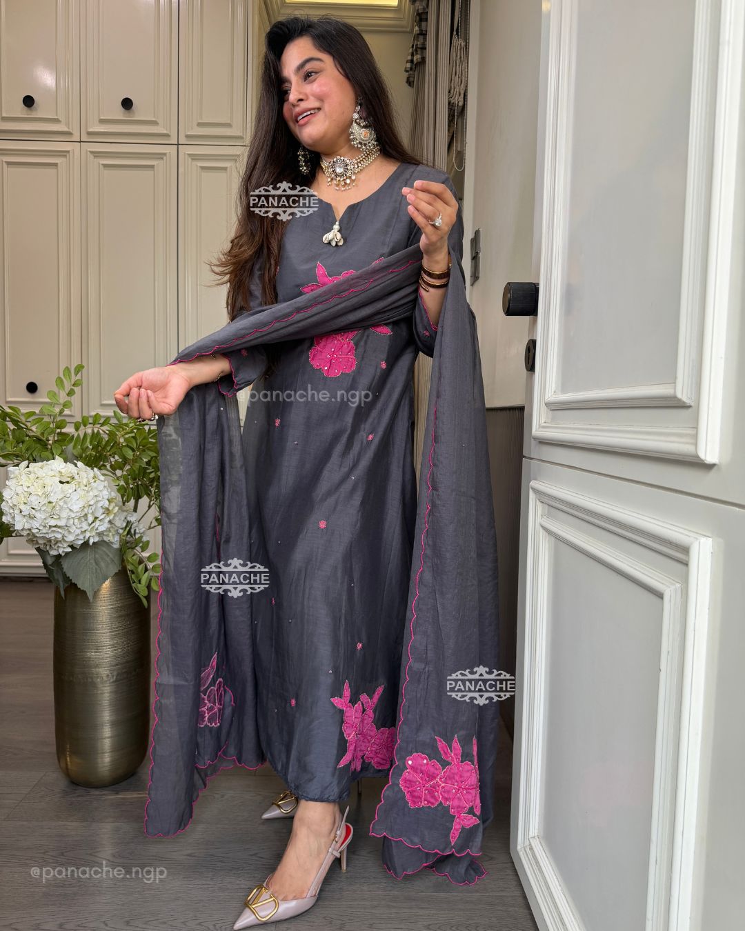 Rose appliqué suits