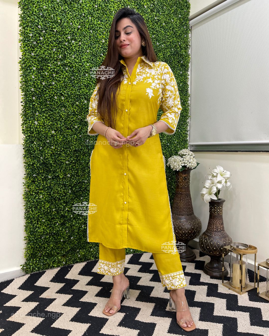 Haldi yellow dabka coord