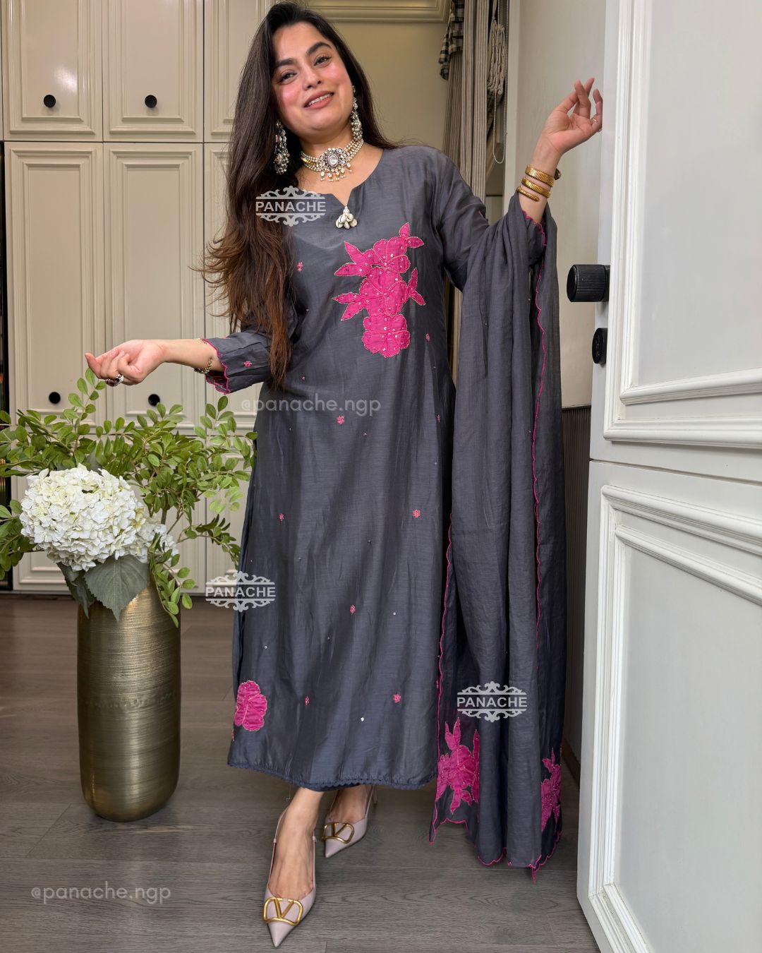 Rose appliqué suits