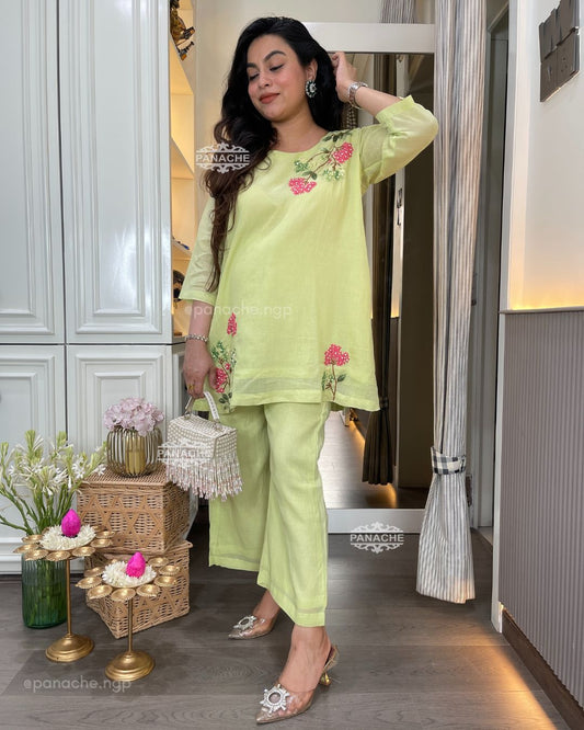 Frenchknot floral embroidery coord