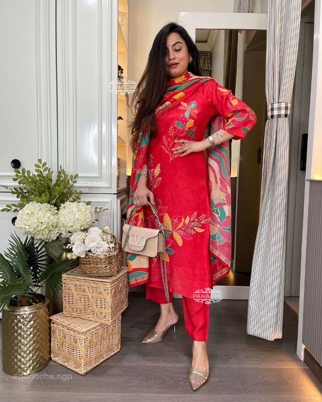 Print on print orange blossom set