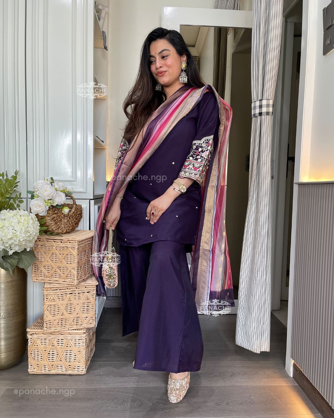 Embroidered kurta gharara set