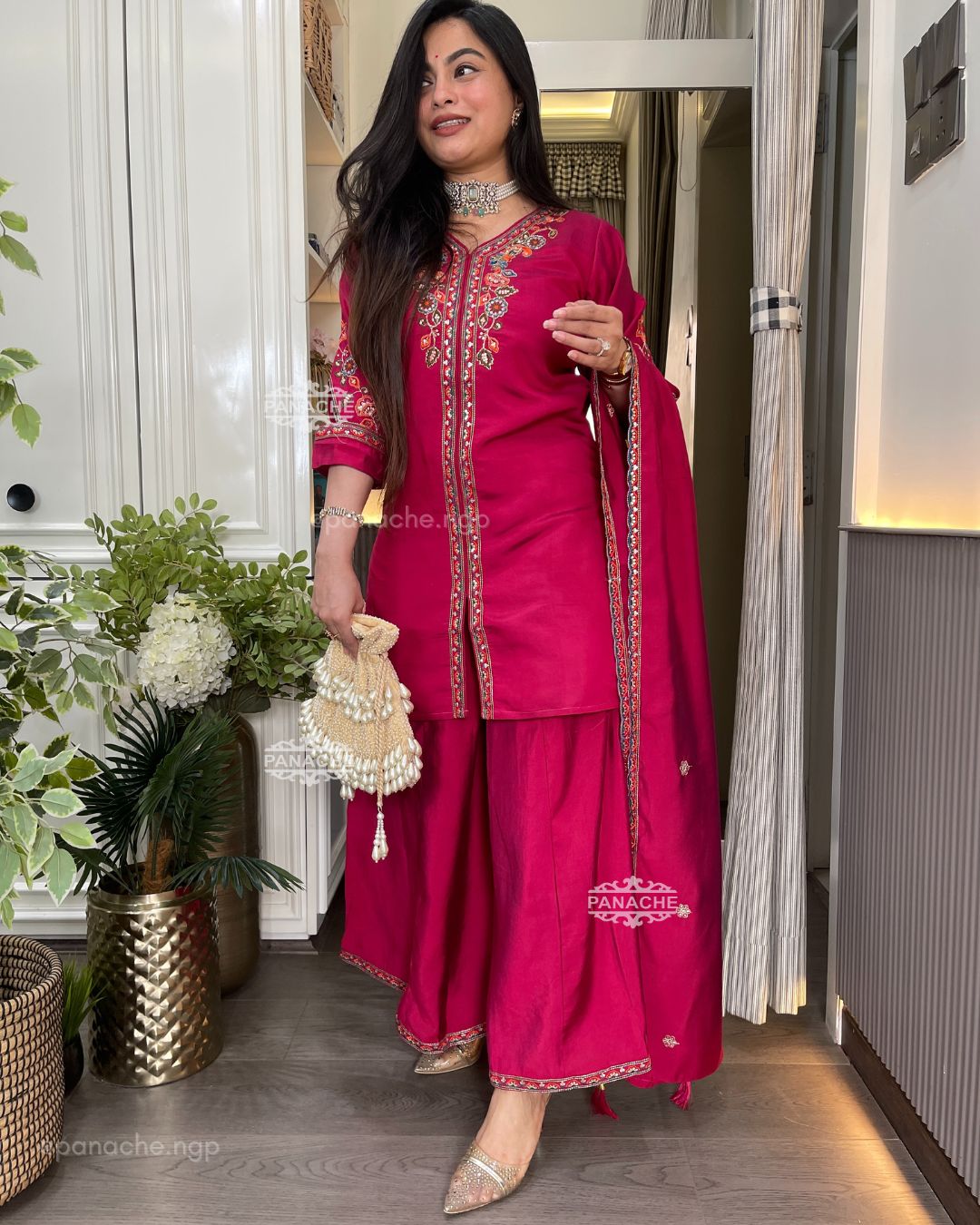 Embroidered gharara set