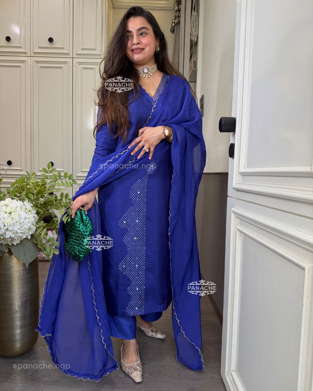 Leher Bandhani suit set