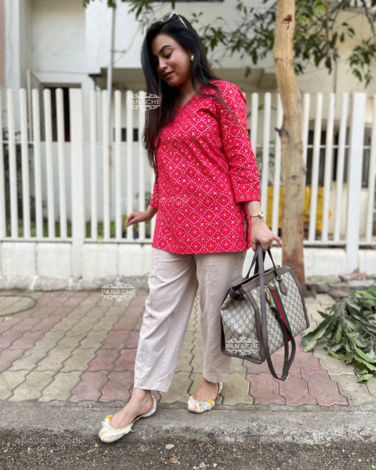 Budget V neck short Kurti Tee