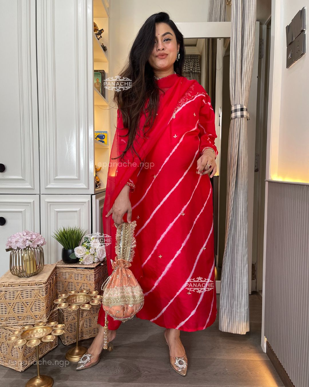 Sindoori leheriyan silk set