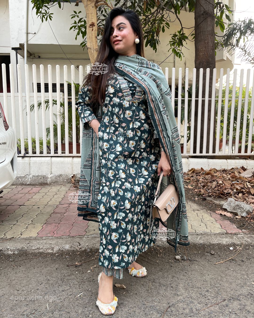 Ferns and petals cotton suit set