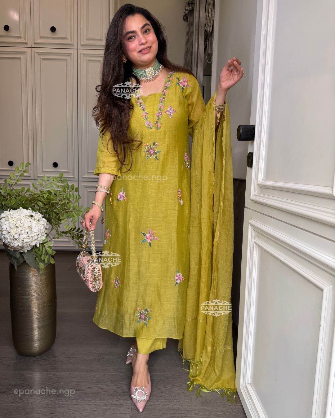 Gulnaar green suit set