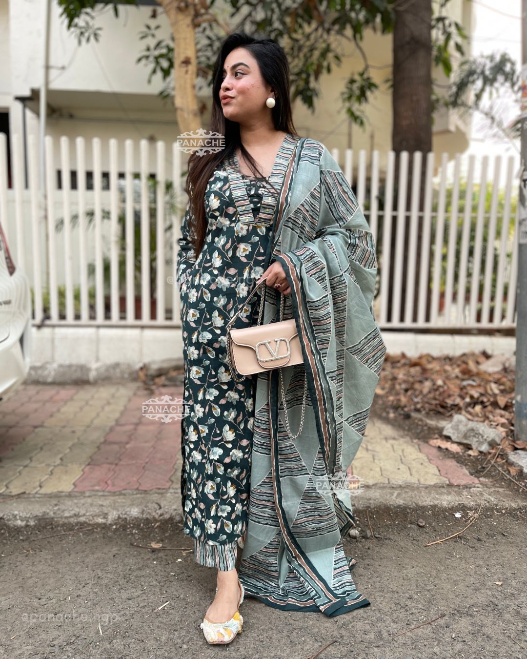 Ferns and petals cotton suit set