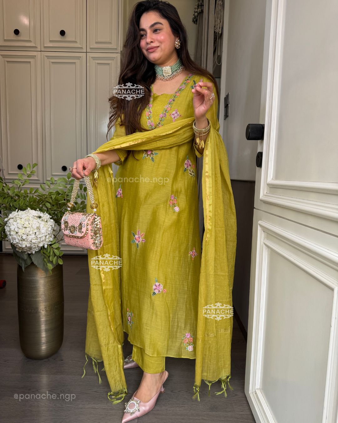 Gulnaar green suit set