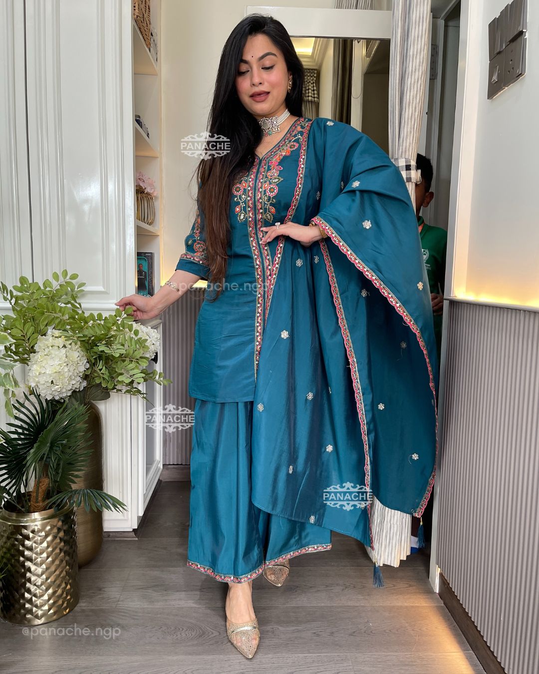 Embroidered gharara set